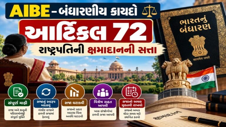 AIBE – બંધારણીય કાયદો - આર્ટિકલ 72 – રાષ્ટ્રપતિની ક્ષમાદાનની સત્તા