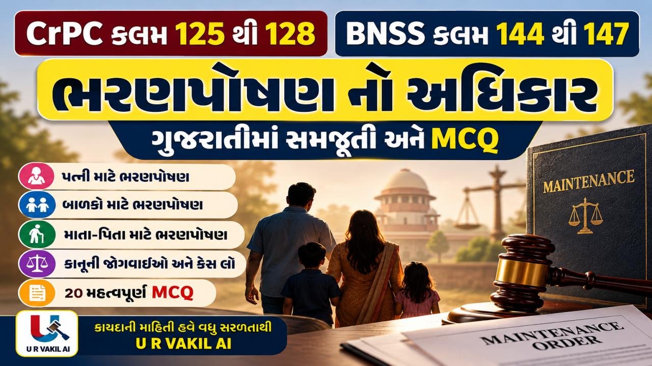 AIBE - CrPC કલમ 125 થી 128 – ભરણપોષણનો અધિકાર