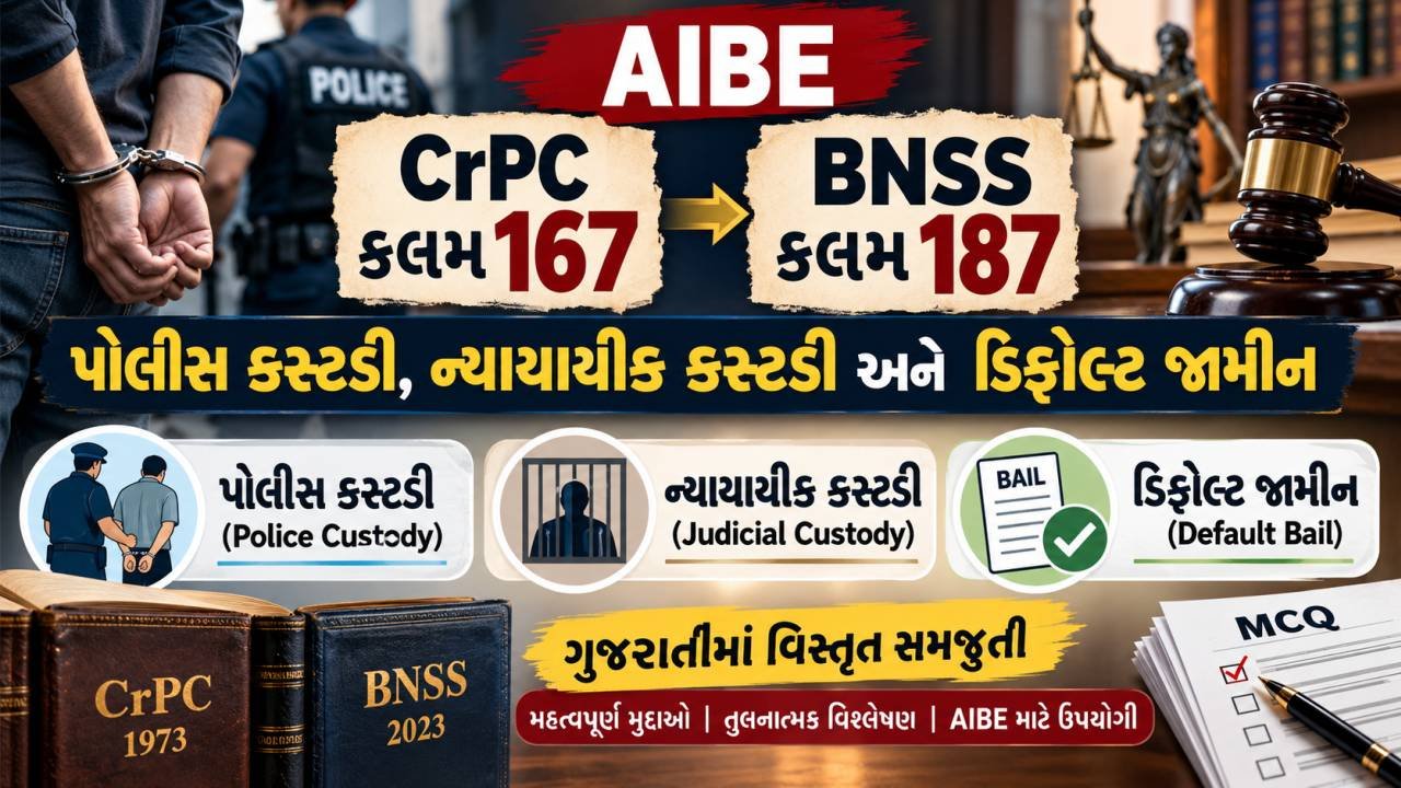 AIBE - CrPC કલમ 167 અને BNSS કલમ 187: કસ્ટડી અને ડિફોલ્ટ જામીન